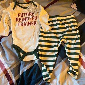 New Okie Dokie  nine months, 100% cotton two-piece Christmas pajamas